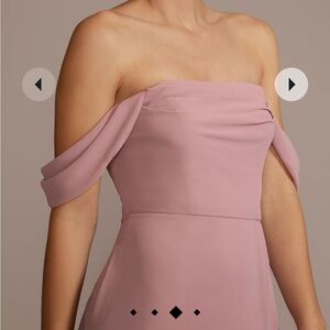 David’s Bridal Chiffon Bridesmaids Off The Shoulder Cow Neck Dress